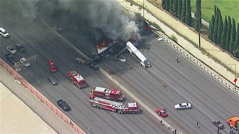 4 dead in fiery high-speed crash on 5 Freeway in Downey 